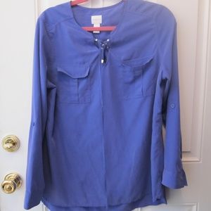 CHICO'S Size1 (6-8) BLOUSE~78%Modal /22% Poly~BLUE